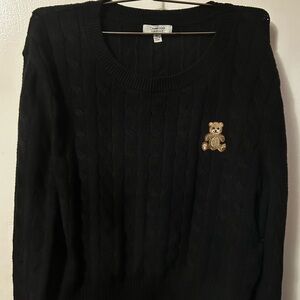 Charming Black Sweater with Bear Accent. Girls size xl
